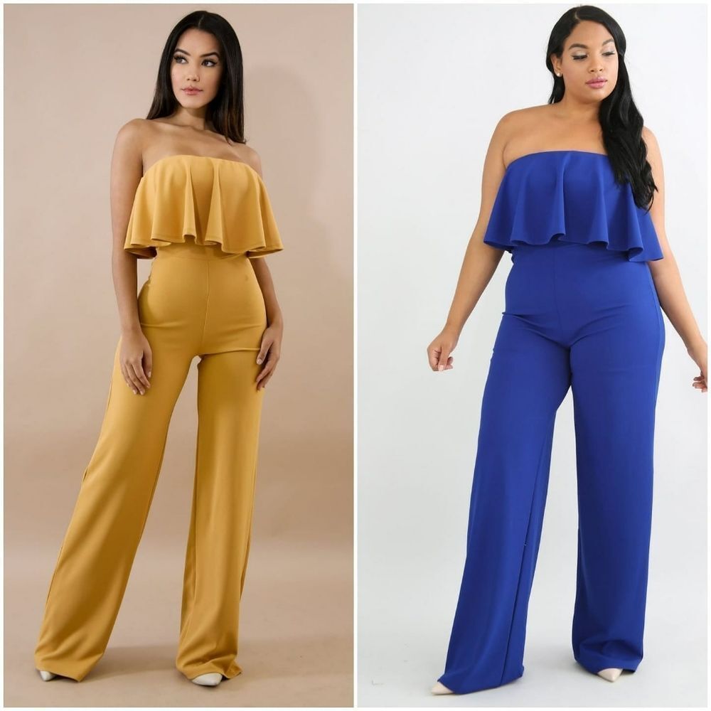 Tube Ruffled Back Zippered Jumpsuit